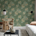 Midnight Peony, Green Mural Wallpaper - room preview 03
