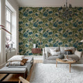 Midnight Peony, Beige Mural Wallpaper - room preview 03