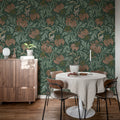 Midnight Peony, Burgundy Mural Wallpaper - room preview 03