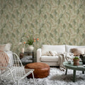 Swirling Fern, Light Green Mural Wallpaper - room preview 03