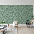 Swirling Fern, Teal Mural Wallpaper - room preview 03