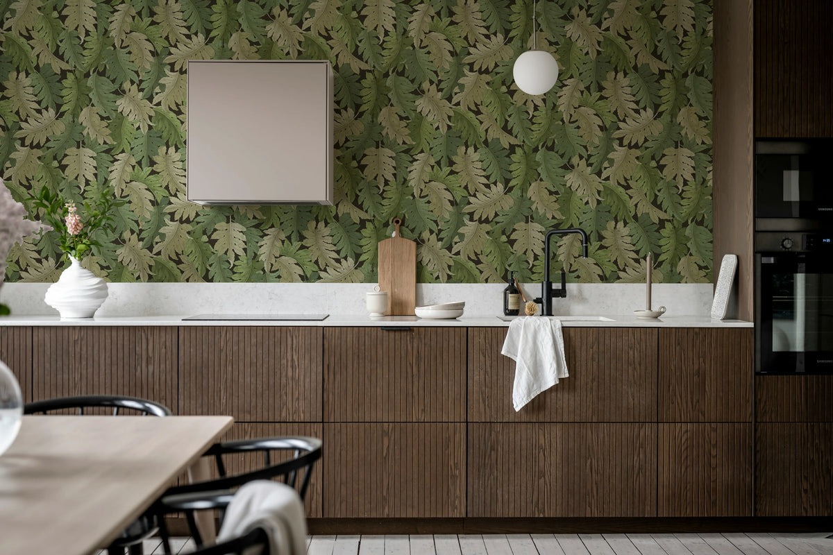 Swirling Fern, Green Mural Wallpaper - room preview 03