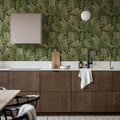 Swirling Fern, Green Mural Wallpaper - room preview 03
