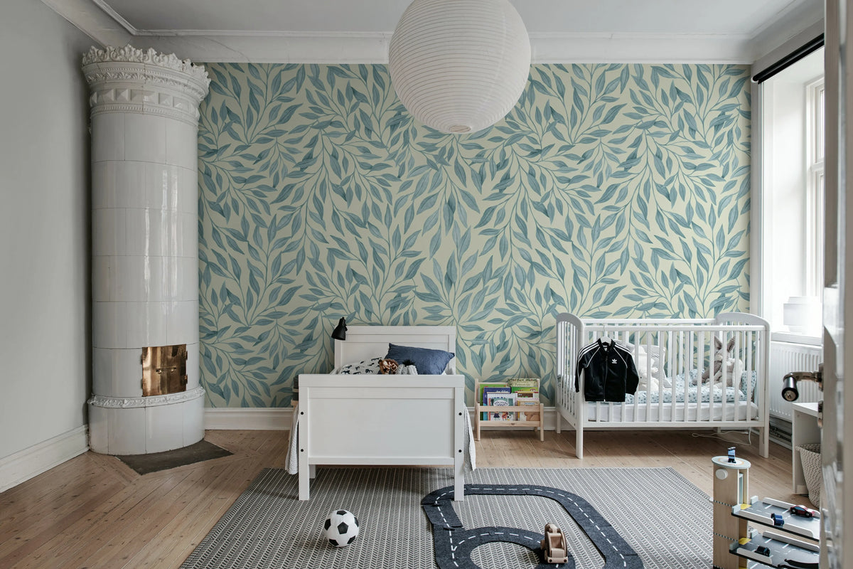 Willow, Blue Mural Wallpaper - room preview 03