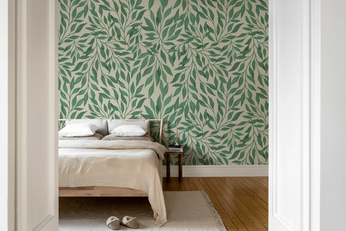 Willow, Green Mural Wallpaper - room preview 03