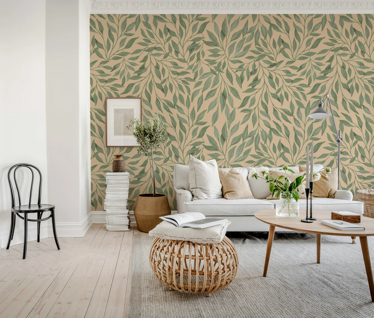 Willow, Peach Mural Wallpaper - room preview 03