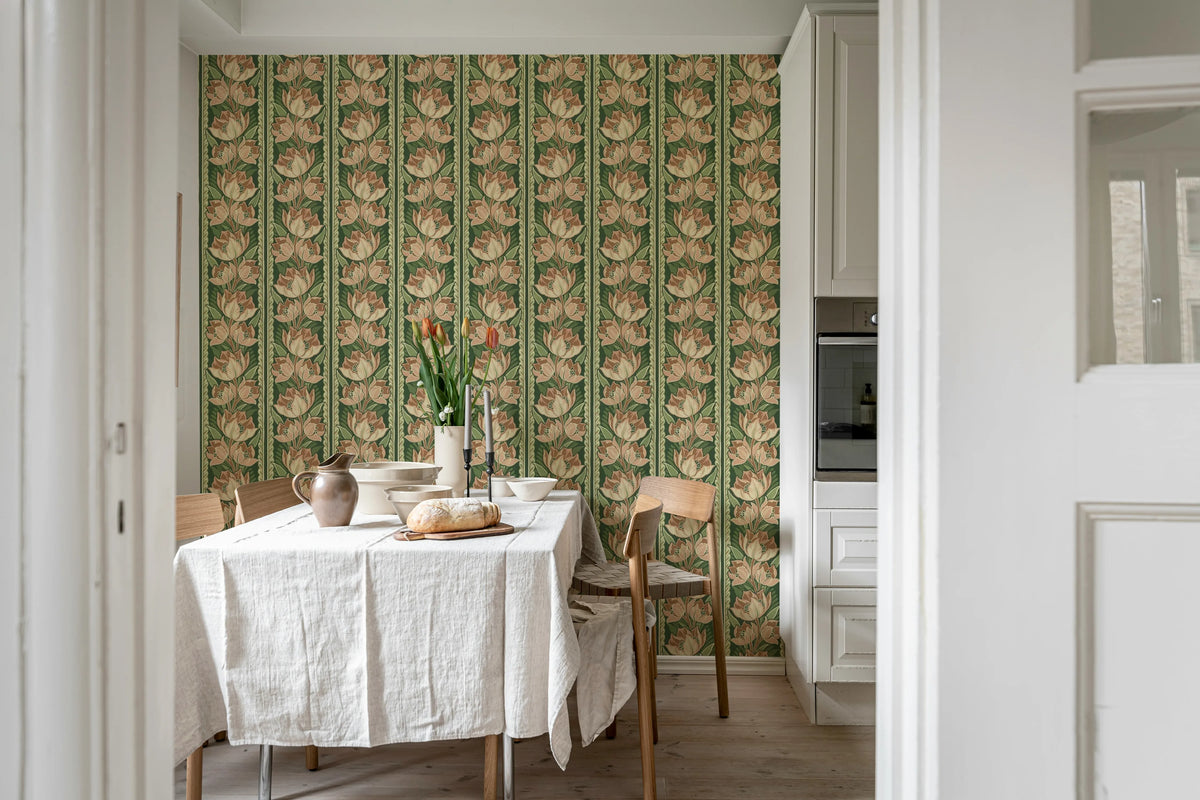Tulip Stripes, Pink Mural Wallpaper - room preview 03