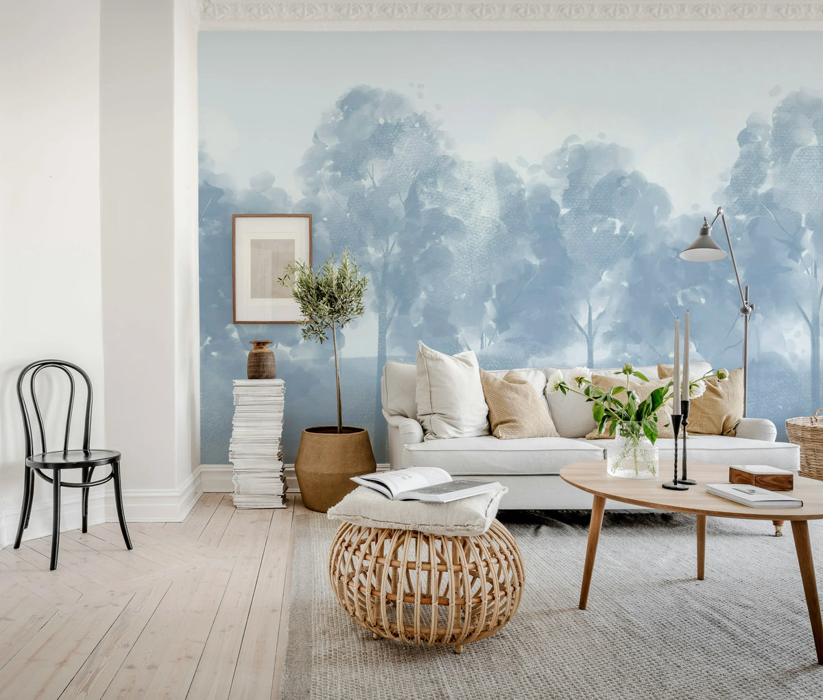 Misty Grove, Blue Mural Wallpaper - room preview 03