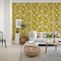 Whimsy Leopard, Yellow Mural Wallpaper - room preview 03