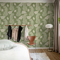 Whimsy Leopard, Green Mural Wallpaper - room preview 03