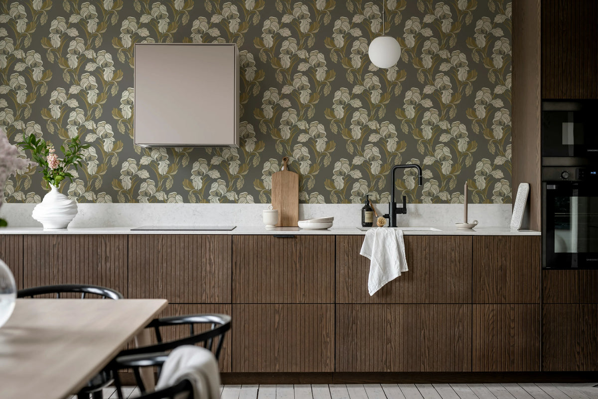 Garland Flora, Brown Mural Wallpaper - room preview 03