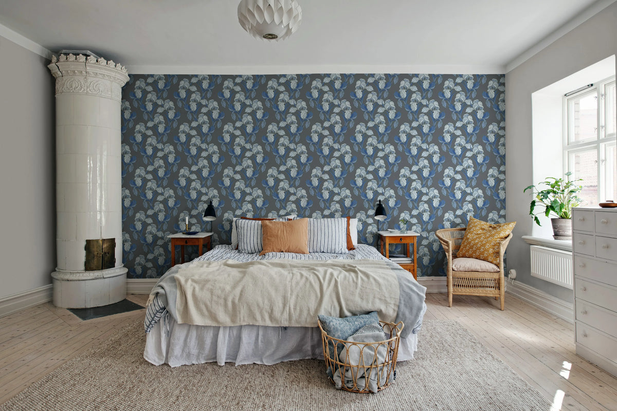Garland Flora, Blue Mural Wallpaper - room preview 03