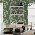 Garland Flora, Green Mural Wallpaper - room preview 03