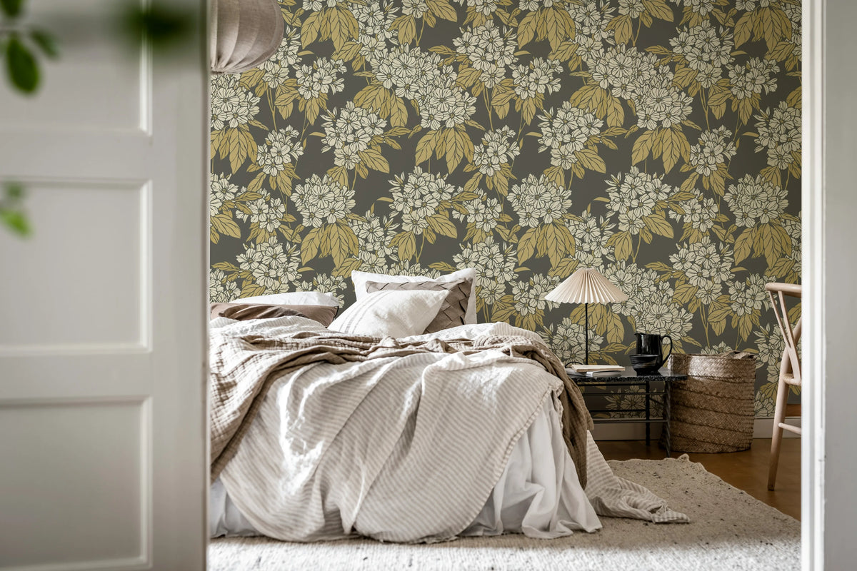 Jasmine Veil, Brown Mural Wallpaper - room preview 03