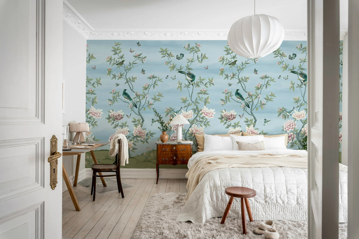 Garden of Harmony, Blue Mural Wallpaper - room preview 03