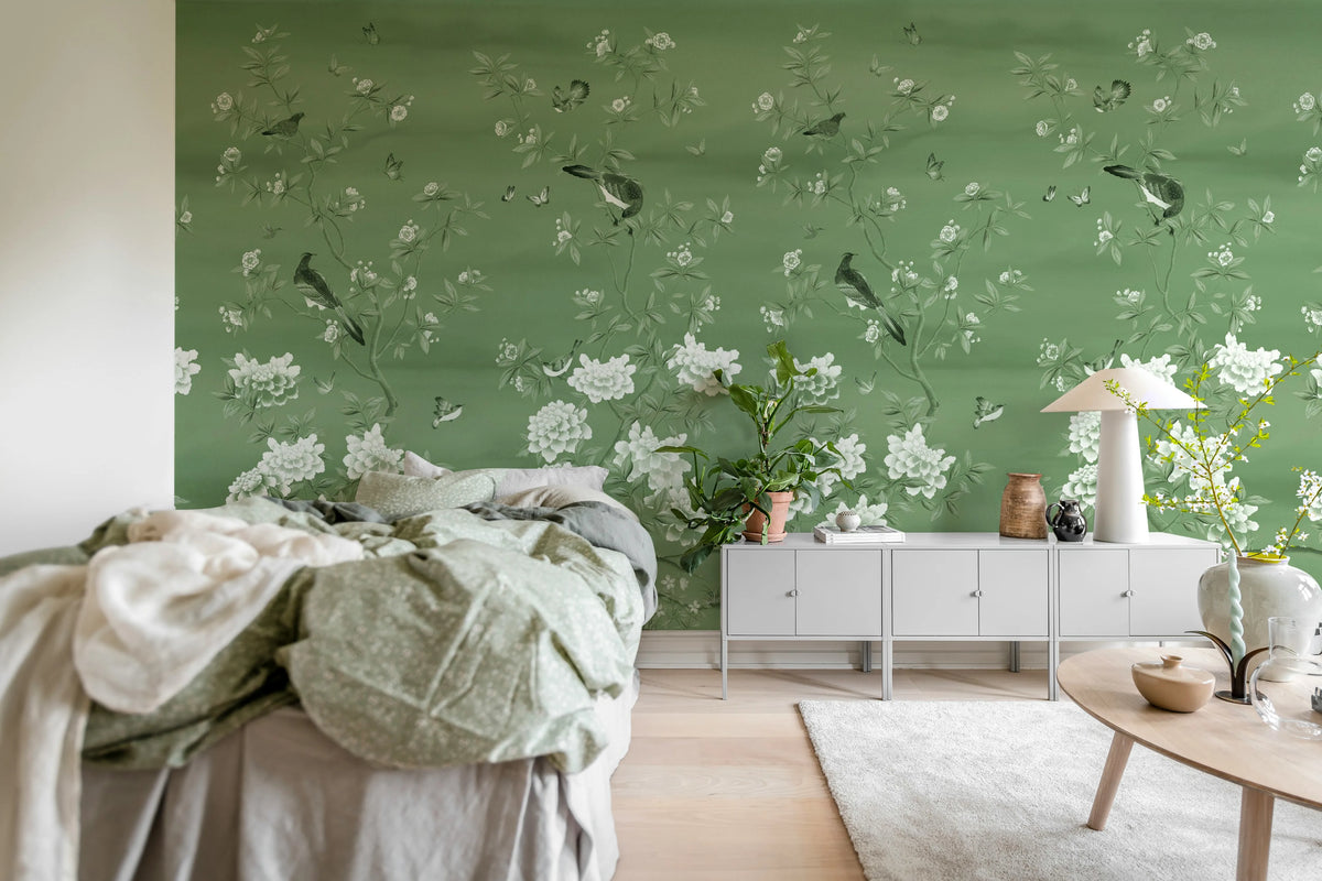 Garden of Harmony, Green Mural Wallpaper - room preview 03
