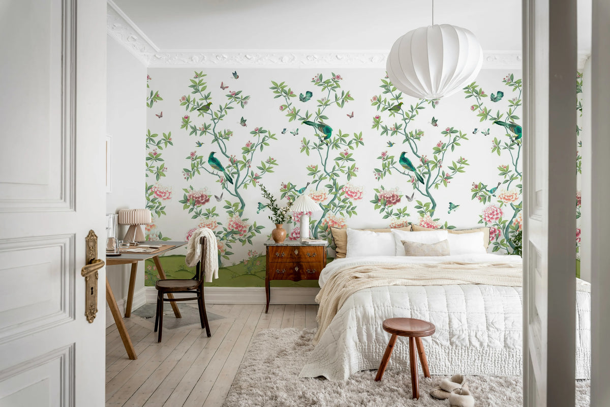 Garden of Harmony, White Mural Wallpaper - room preview 03
