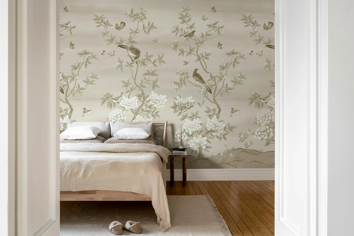 Garden of Harmony, Beige Mural Wallpaper - room preview 03