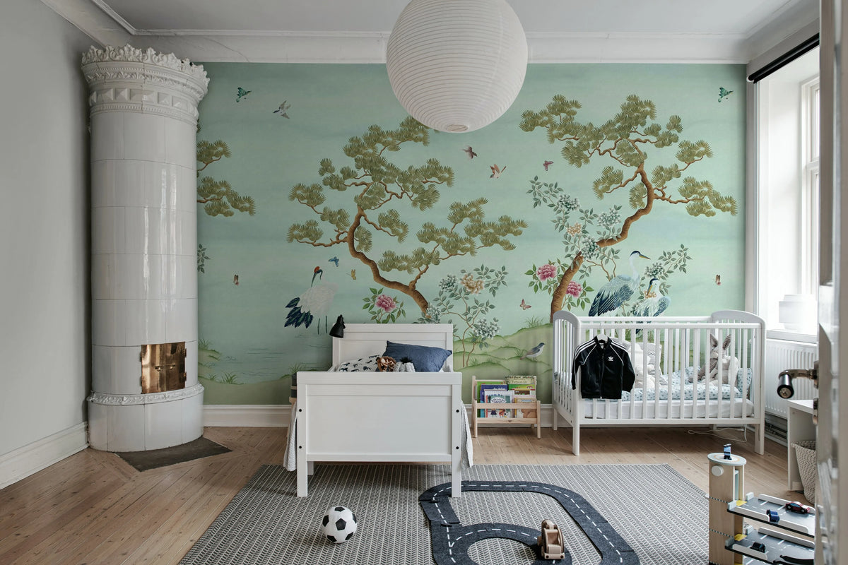 Pine Grove, Blue Mural Wallpaper - room preview 03