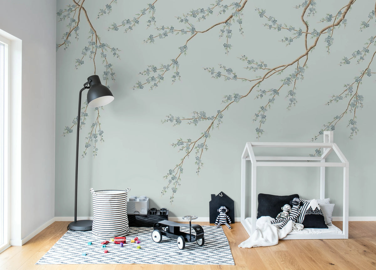 Spring Breeze, Blue Mural Wallpaper - room preview 03