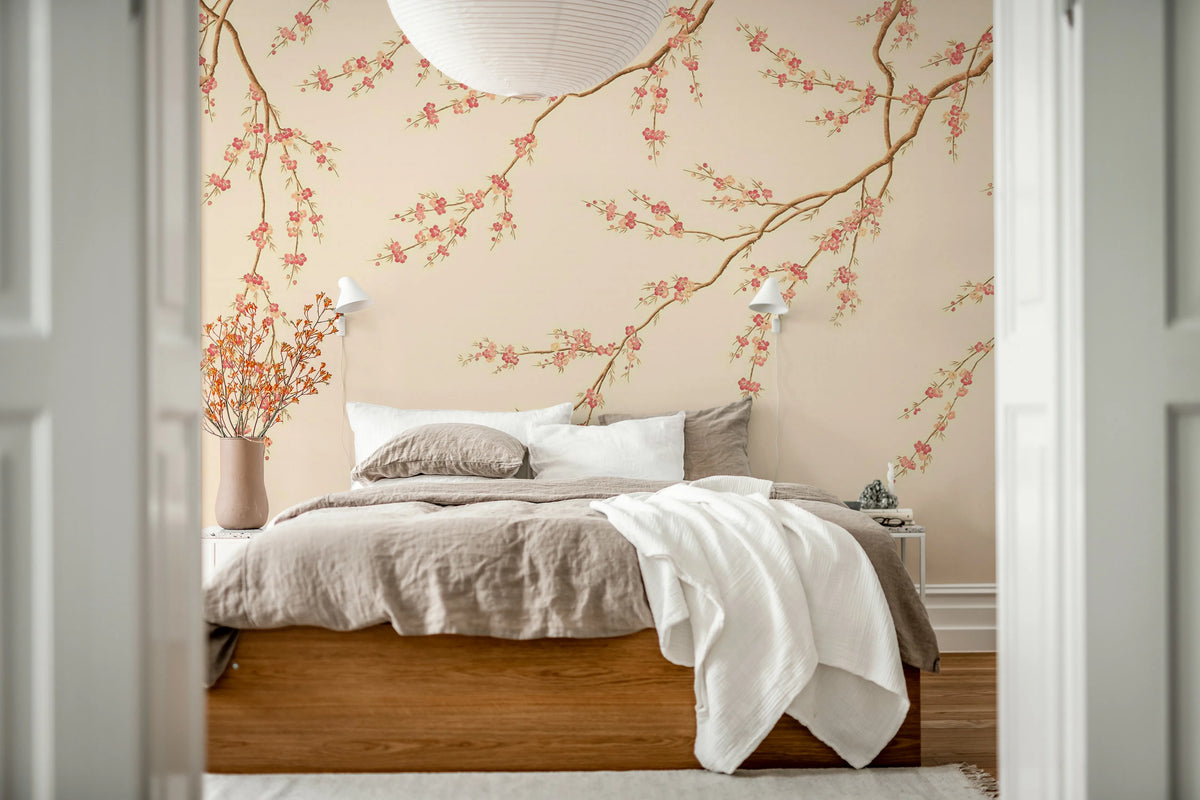 Spring Breeze, Peach Mural Wallpaper - room preview 03