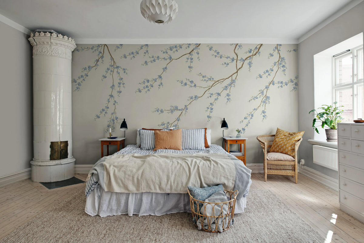 Spring Breeze, Light Blue Mural Wallpaper - room preview 03