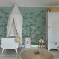 Eastern Bloom, Blue Mural Wallpaper - room preview 03