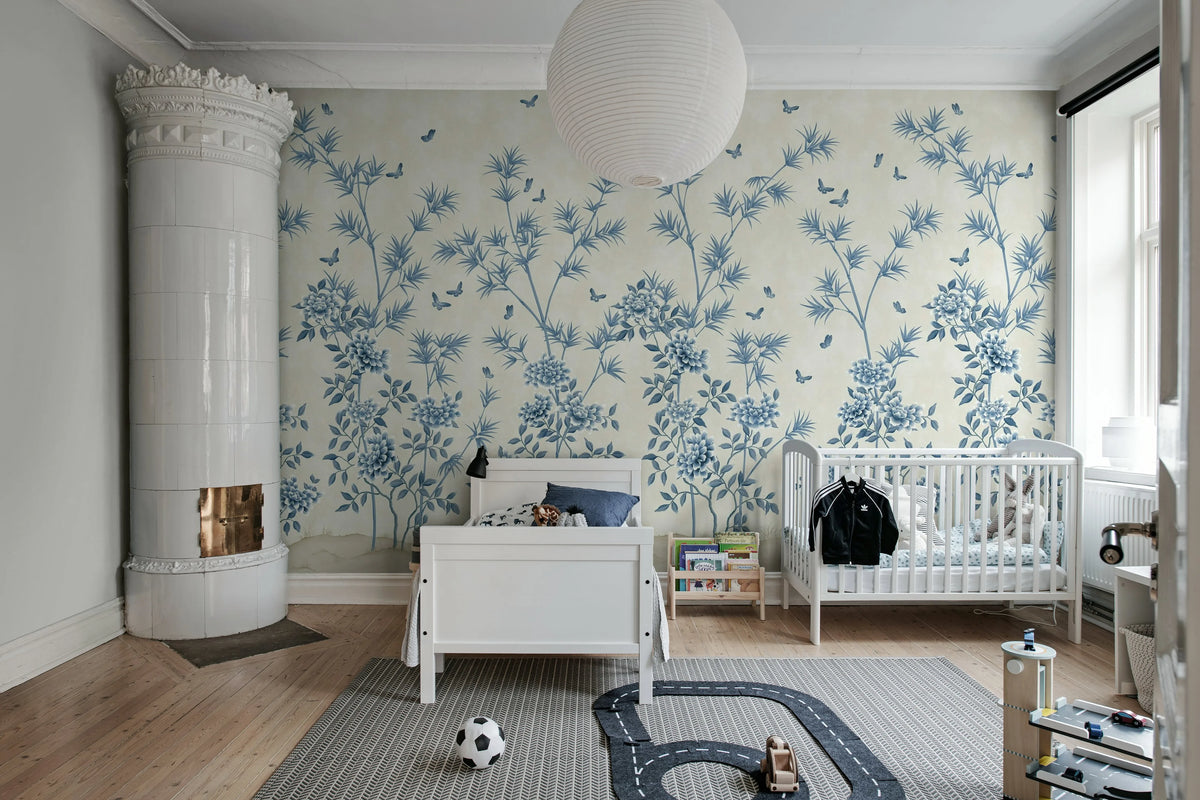 Eastern Bloom, Light Blue Mural Wallpaper - room preview 03