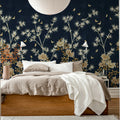 Eastern Bloom, Dark Blue Mural Wallpaper - room preview 03