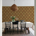 Art Nouveau Flower, Red Mural Wallpaper - room preview 03