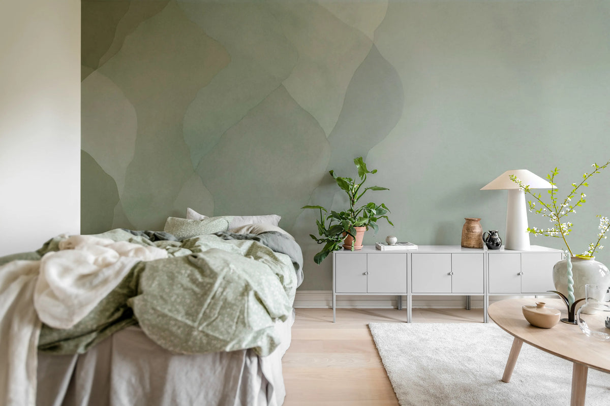 Watercolor Vertical, Green Mural Wallpaper - room preview 03