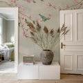 Bird in Tree, Beige Mural Wallpaper - room preview 03