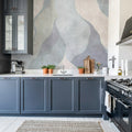 Flowing Forms, Blue Mural Wallpaper - room preview 03