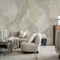 Flowing Forms, Beige Mural Wallpaper - room preview 03