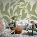 Leaf Silhouette, Green Mural Wallpaper - room preview 03