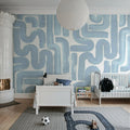 Drape Brush, Blue Mural Wallpaper - room preview 03