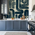 Drape Brush, Dark Blue Mural Wallpaper - room preview 03