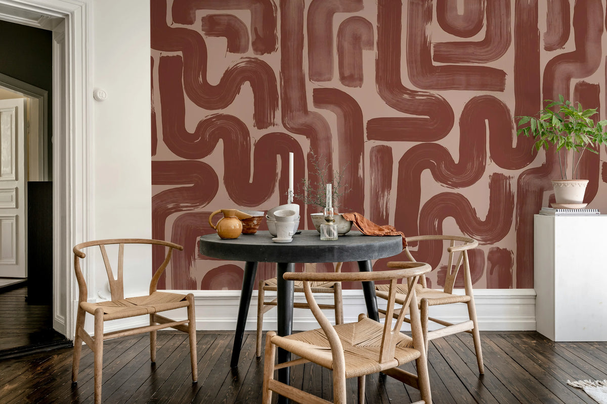 Drape Brush, Red Mural Wallpaper - room preview 03