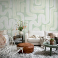 Drape Brush, Green Mural Wallpaper - room preview 03