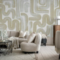 Drape Brush, Beige Mural Wallpaper - room preview 03