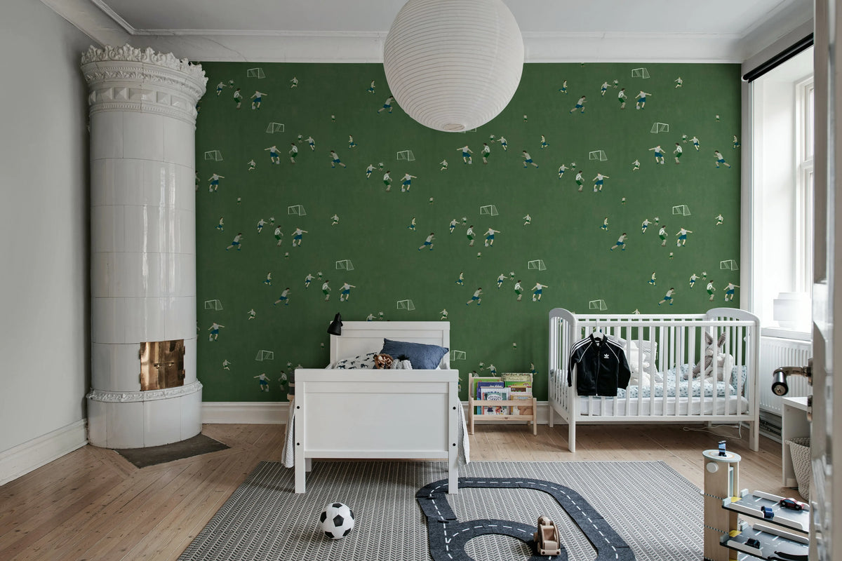 Soccer, Green Mural Wallpaper - room preview 03
