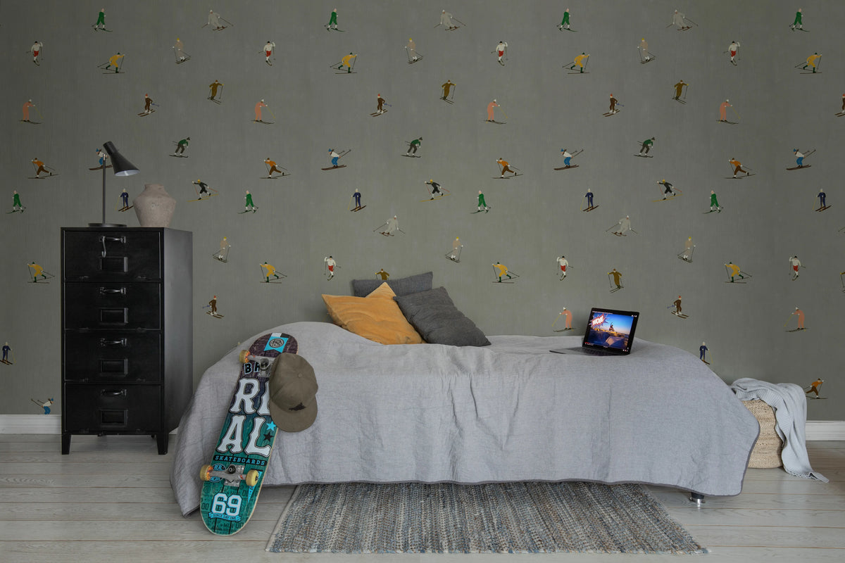 Skiers, Night Mural Wallpaper - room preview 03