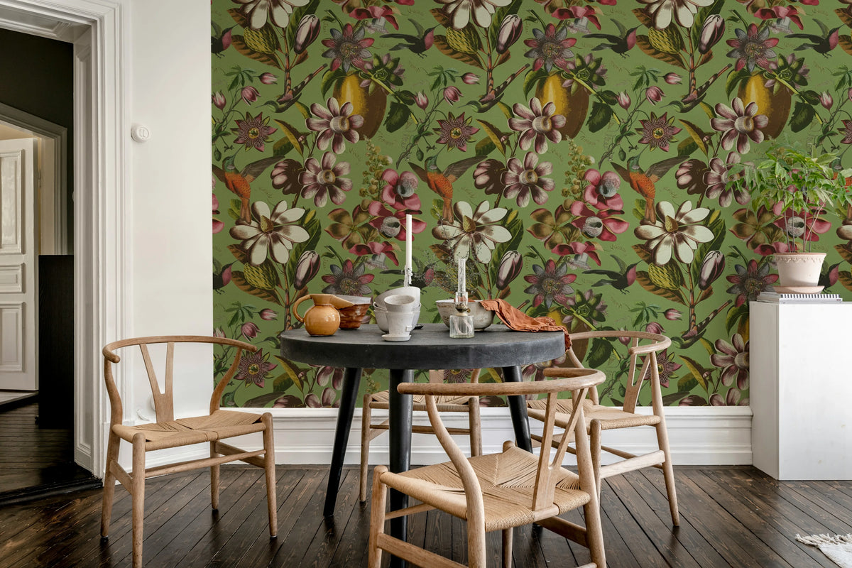 Flying Kolibri, Green Mural Wallpaper - room preview 03