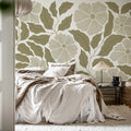 Bold Abstract Flower, Brown Mural Wallpaper - room preview 03