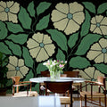 Bold Abstract Flower, Black Mural Wallpaper - room preview 03