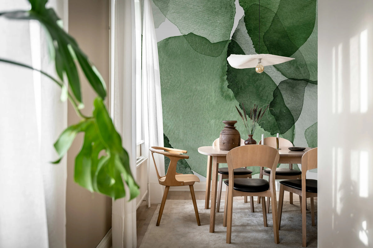 Shadow Petals, Green Mural Wallpaper - room preview 03