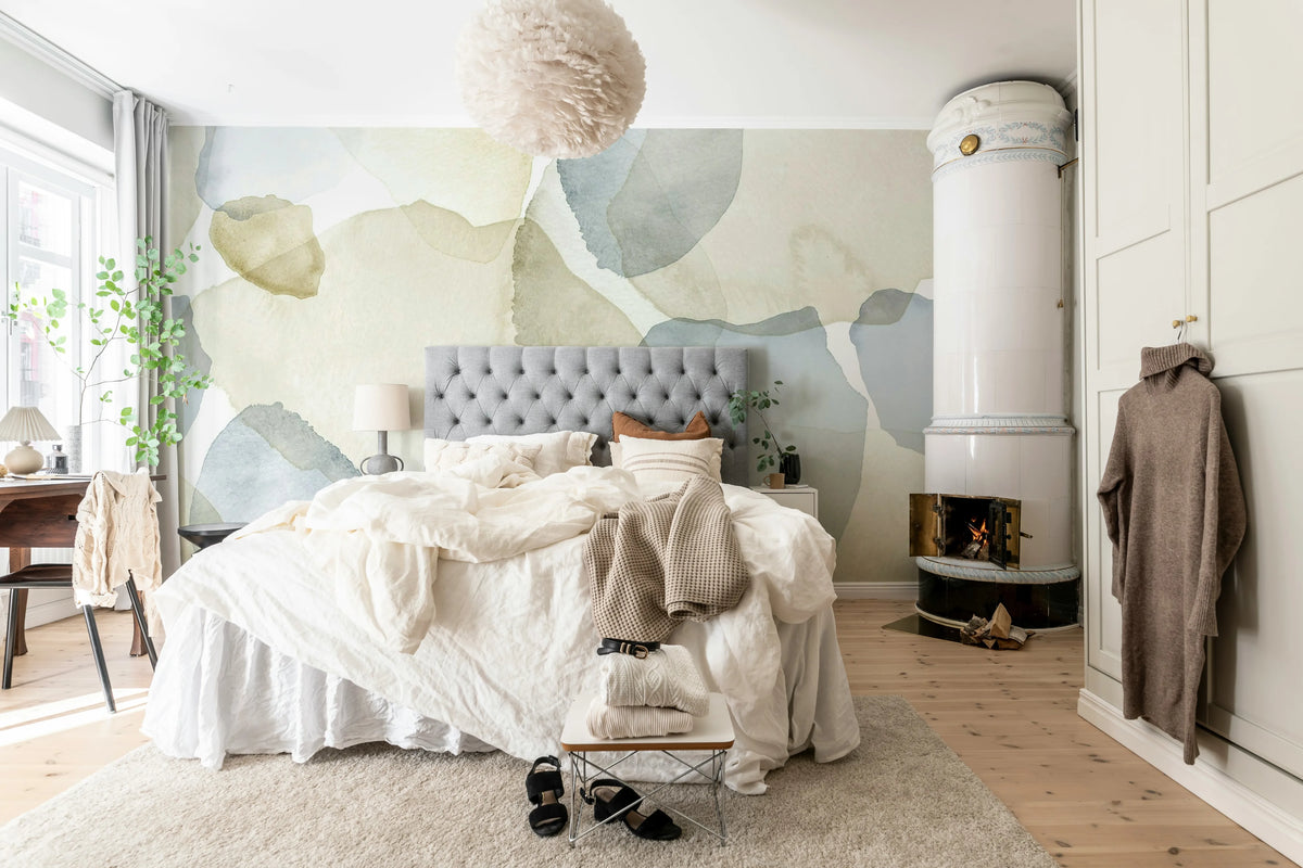 Shadow Petals, Beige Mural Wallpaper - room preview 03
