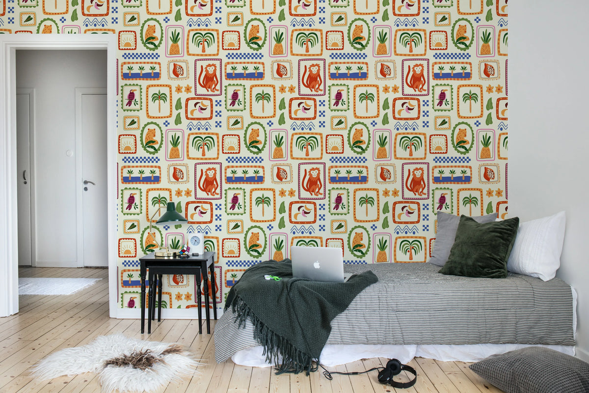 Jungle Frames, Rainbow Mural Wallpaper - room preview 03