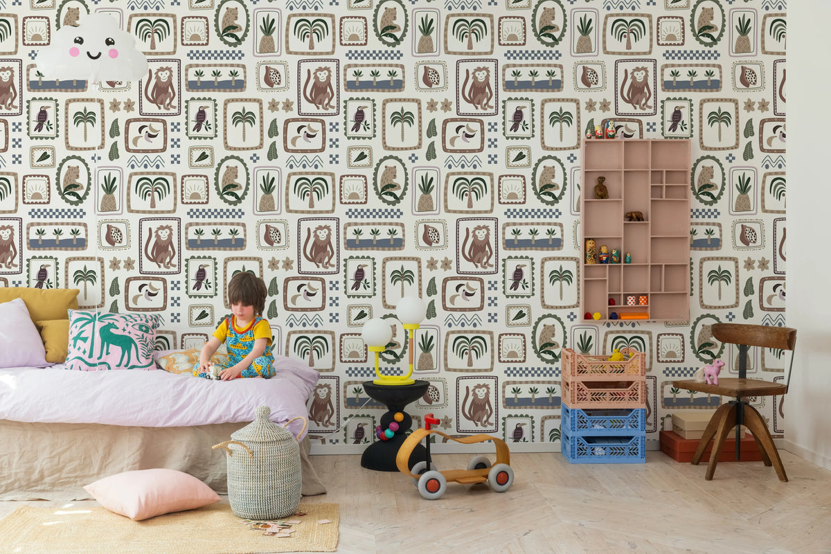 Jungle Frames, Vintage Mural Wallpaper - room preview 03