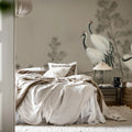 Whispering Cranes, Gray Mural Wallpaper - room preview 03